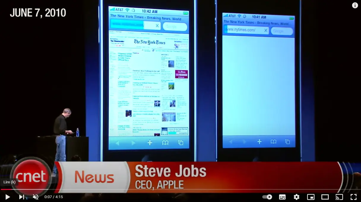 Aperçu vidéo de l'effet demo de Steeve Jobs en 2010